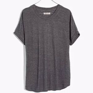 Madewell Heathered Hemp Relaxed Drapey Tee Capsule Basic T-Shirt Dark Gray XS